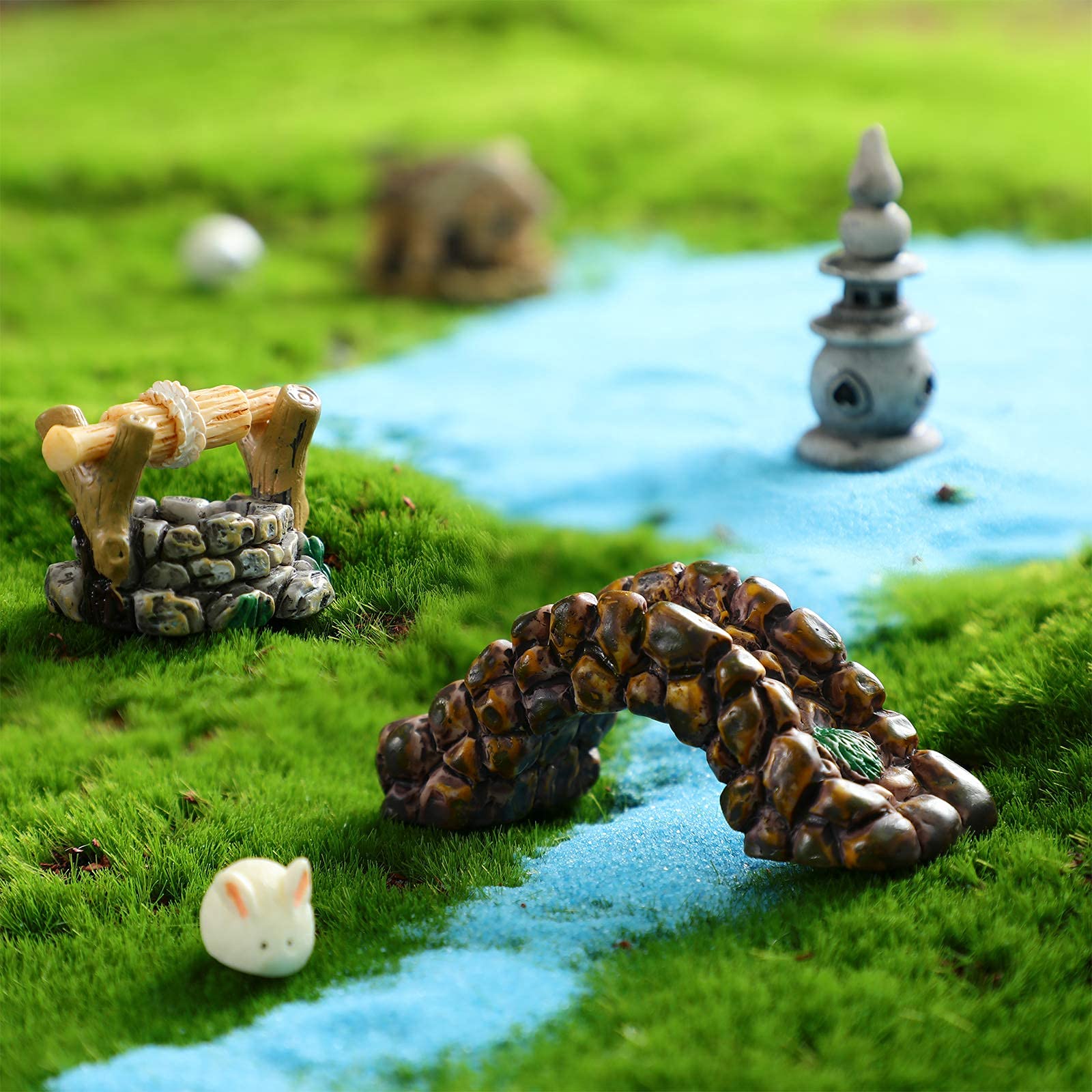 HASTHIP Miniature Garden Bridge Figurines Mini Resin Lighthouse Water Well Fairy Garden Accessories (White, 12 Pieces, Free Size) HASTHIP Miniature Garden Bridge Figurines Mini Resin Lighthouse Water Well Fairy Garden Accessories (White, 12 Pieces, Free Size)